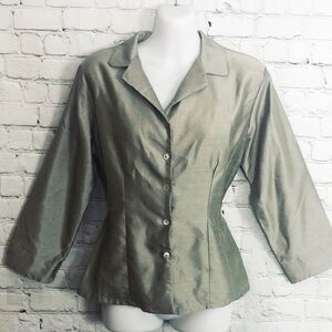 Green Suit Jacket Light Weight Dress with Shell Buttons Dress Blazer  Size: 10